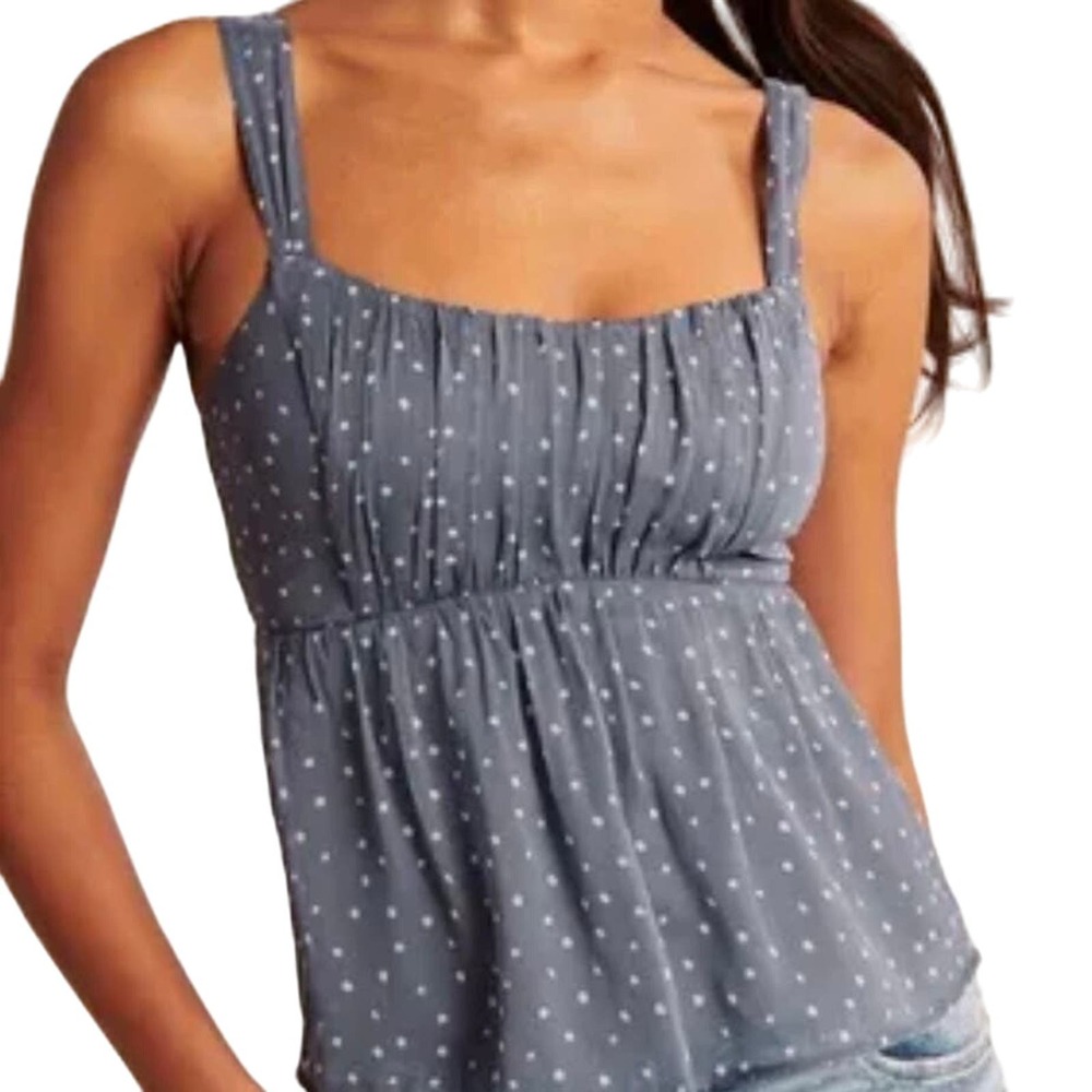 Abercrombie & Fitch Babydoll Ruched Chiffon Polka Dots Medium Coquette Feminine